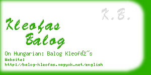 kleofas balog business card